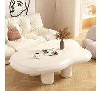 Tavolino da caffè moderno a forma di nuvola, design irregolare con 4 gambe, spesso tavolo rotondo in legno per soggiorno e camera da letto, beige, 99 x 68,6 x 30,5 cm