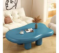 Tavolino da caffè moderno a forma di nuvola, tavolo rotondo irregolare in legno con 4 gambe, tavolino spesso blu per soggiorno e camera da letto, 99 x 68,6 x 30,5 cm
