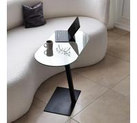 Tavolino da caffè moderno con 100% vetro temperato, cornice in metallo nero, antibatterico e antirustico, altezza regolabile, 70 x 75 x 35 cm, elegante design industriale