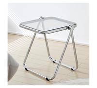 Tavolino da caffè moderno con supporto contenitore centrale for soggiorno, divano laterale pieghevole in acrilico, comodino, struttura in metallo for snack, verde trasparente, piccolo, design leggero,