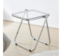 Tavolino da caffè moderno con supporto contenitore centrale for soggiorno, divano laterale pieghevole in acrilico, comodino, struttura in metallo for snack, verde trasparente, piccolo, design leggero,