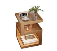 Tavolino da caffè moderno della metà del secolo con contenitore, tavolino quadrato for camera da letto(Natural Wood Finish,40 * 54cm)