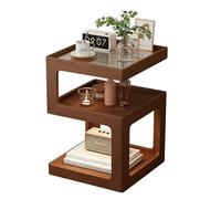 Tavolino da caffè moderno della metà del secolo con contenitore, tavolino quadrato for camera da letto(Walnut,40 * 54cm)