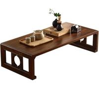 Tavolino da caffè moderno in legno con supporto portaoggetti centrale, pavimento giapponese, nuovo stile cinese, olmo antico, incisione vintage, angoli arrotondati, design tavoli for soggiorno(Brown,7