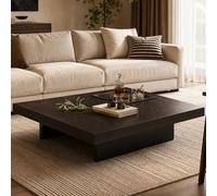 Tavolino da caffè moderno in legno massello di noce nera, tavolo centrale rettangolare/quadrato a basso profilo con piano spesso 5 cm e piedini regolabili, adatto per Black Walnut 80*80cm/31.5*31.5in