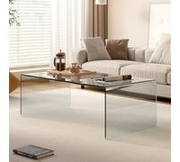 Tavolino da caffè moderno in vetro per soggiorno e ufficio domestico - Semplice tavolo centrale per piccoli spazi bianco (80 x 40 x 40 cm) - mobili eleganti e funzionali