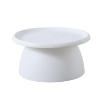 Tavolino da caffè moderno rotondo in plastica, design a fungo, colore: bianco, 71,1 x 71,1 x 35,6 cm