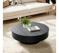 Tavolino da caffè nero circolare scanalato, B black 31.5in | Tavolini centrali rotondi in stile Mid Century per il soggiorno | Tavolino d'appoggio rotondo ed elegante per piccoli spazi