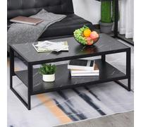 Tavolino da Caffè Nero Effetto Marmo con Ripiano Inferiore, per Soggiorno o Ufficio, 106x50x45cm Description:Un accessorio elegante, che porterà un tocco di stile nel tuo ambiente. Costruito con panne