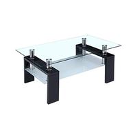 Tavolino da caffè nero in vetro bianco con ripiano per soggiorno mobili in legno 99,5 x 23,5 x 17,5 cm (lunghezza x larghezza x altezza)