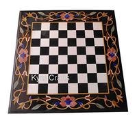 Tavolino da caffè nero Mable per decorazione bar, 61 x 61 cm, pietra Dura Art piano tavolo da patio