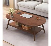 Tavolino da caffè ovale in legno moderno metà secolo, tavolino portaoggetti a due livelli per piccoli salotti, mobili eleganti per appartamenti, elegante accento decorativo.
