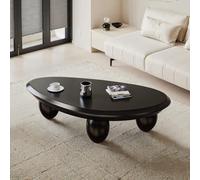 Tavolino da caffè ovale irregolare, moderno, stile Mid-Century, bianco crema, con 3 gambe a sfera, per soggiorno, camera da letto, balcone, patio (D Black 41in)