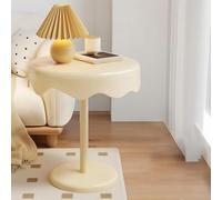 Tavolino da caffè Piccolo, Tavolino Rotondo in Plastica, Tavolino da Divano con Struttura in Metallo, Tavolini da Salotto in Stile Moderno e Semplice, Tavolino Decorativo,Beige