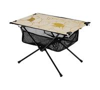 Tavolino da caffè pieghevole bianco e oro, con ventaglio giapponese, robusto, portatile, con borsa per il trasporto, per escursioni, picnic, vacanze
