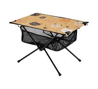 Tavolino da caffè pieghevole con simpatico gatto dei cartoni animati rettangolare tavolo da spiaggia portatile con borsa per il trasporto per pesce barbecue campeggio
