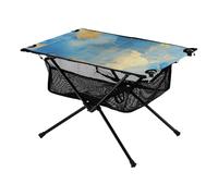 Tavolino da caffè pieghevole con struttura in marmo blu-oro, tavolo da campeggio espandibile compatto con spazio per cucinare all'aperto, picnic, campeggio e viaggi