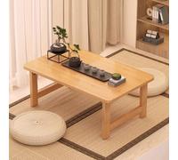 Tavolino da caffè pieghevole giapponese vintage, in legno massello, per sedie a pavimento, comodino portatile, per camera da letto e finestra, finitura naturale (70 x 40 x 35 cm)