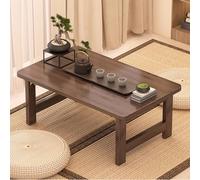 Tavolino da caffè pieghevole giapponese vintage, in legno massello, tavolino da tè basso per soggiorno, tavolo portatile con finestra scorrevole da pavimento (noce 80 x 48 x 35 cm)