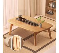 Tavolino da caffè pieghevole in bambù giapponese Kotatsu, portatile, per sedie a pavimento, design compatto (80 x 40 x 36 cm, finitura naturale)