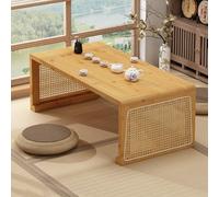 Tavolino da caffè pieghevole in bambù in stile giapponese, portatile, per soggiorno e sala da pranzo, nessun montaggio richiesto, con ripiano in vetro, design moderno e multifunzionale