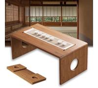 Tavolino da caffè pieghevole in bambù, portatile, in legno massello, basso tatami, design salvaspazio per soggiorno, ufficio e sala da pranzo