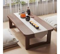 Tavolino da caffè pieghevole in stile giapponese, tavolino da tè portatile per soggiorno e camera da letto, finestra a golfo, design compatto, finitura marrone, 100 x 48 x 45 cm