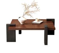 Tavolino da caffè quadrato vintage marrone scuro, in legno massello, eco-pannello, stile con spazioso contenitore, design a mortasa e tenone, perfetto per casa, soggiorno e ufficio (60 x 60 x 32 cm)