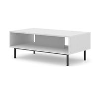 TAVOLINO DA CAFFÈ RAVENNA B IN MDF FOGLIATO 90x60x45 BIANCO OPACO STRUTTURA NERA