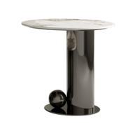 Tavolino da caffè rotondo effetto marmo contemporaneo,set da 2,tavolino centrale e laterale stile metà secolo con base metallica sferica,mobili astratti e di lusso(Black,20"Lx20"Wx20"H/50x50x50cm)