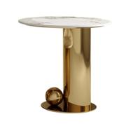 Tavolino da caffè rotondo effetto marmo contemporaneo,set da 2,tavolino centrale e laterale stile metà secolo con base metallica sferica,mobili astratti e di lusso(Gold,20"Lx20"Wx20"H/50x50x50cm)