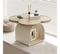 Tavolino da caffè rotondo in stile giapponese, tavolo tatami, tavolini centrali in legno con base in ferro, senza montaggio, ripiano portaoggetti aperto, scrivania da tè moderna(B)