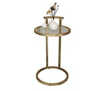 Tavolino da caffè rotondo in vetro, 38 x 38 x 70 cm, tavolino da salotto in metallo, comodino per camera da letto e hotel, elegante tavolino da salotto dal design moderno