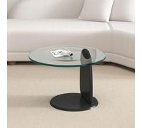 Tavolino da caffè rotondo in vetro per soggiorno, vetro temperato, design minimalista di lusso, elegante tavolo da tè rotondo, perfetto per piccoli appartamenti, decorazioni per la casa (colore: nero