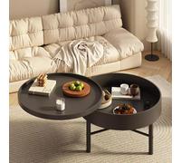 Tavolino da caffè rotondo moderno per soggiorno, colore crema, robusta struttura in metallo, facile da montare, design elegante, perfetto per sale e spazi di raccolta, decorazione per la casa