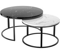 Tavolino da caffè Rotondo Nestle Tavolino da caffè Rotondo, Set da 2, Tavolino Laterale dal Design Moderno Nordico, Marmo E Metallo, C