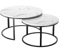 Tavolino da caffè Rotondo Nestle Tavolino da caffè Rotondo, Set da 2, Tavolino Laterale dal Design Moderno Nordico, Marmo E Metallo, B