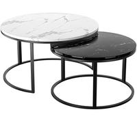 Tavolino da caffè Rotondo Nestle Tavolino da caffè Rotondo, Set da 2, Tavolino Laterale dal Design Moderno Nordico, Marmo E Metallo, A