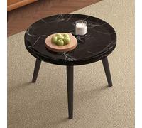 Tavolino da caffè rotondo Nordic Light, in legno massello e gambe in acciaio al carbonio, elegante tavolino per piccolo soggiorno e camera da letto, 60 x 38 cm