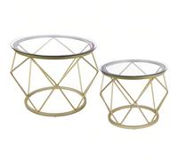 Tavolino da caffè Rotondo, Set di 2 Tavolini, Set di Tavolini con Struttura in Metallo, Tavolino per Soggiorno, Camera da Letto, Ufficio Informazioni su questo articolo1.[Design moderno] questo set di