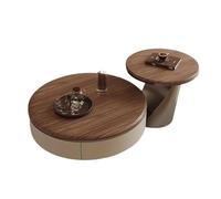Tavolino da caffè Tavolino da caffè Moderno for Clienti, Dimensioni: Rotondo, Set da Soggiorno, Tavolo da caffè con Piano in Noce Tavolini da caffè per Soggiorno(90CM)