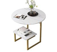 Tavolino da caffè tavolino da cocktail rotondo a 2 strati con piedini in metallo, utilizzato per camera da letto, soggiorno, divano, tavolo da tè industriale, 50 x 50 x 56 cm, tavolo da soggiorno