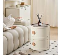 Tavolino Da Centro con Anta Scorrevole, Comodino, Rotondo, per Piccoli Spazi,