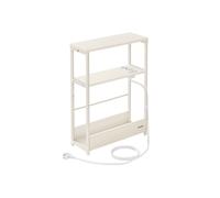Tavolino da comodino - HELLOSHOP26 - Modello con multipresa - 3 livelli - Beige - Acciaio robusto
