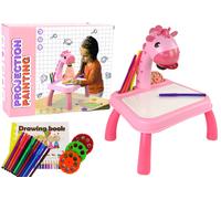 Tavolino da disegno con proiettore per bambini - rosa, giraffa, 24 motivi, 12 pennarelli