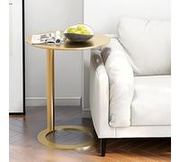 Tavolino da Divano A Forma di C per Piccoli Spazi - Tavolino Laterale, Tavolino Laterale, Tavolo per Il Tempo Libero per Soggiorno, Sala da Pranzo, Bar OF(Size:48x56cm/19x22in,Color:Oro,)