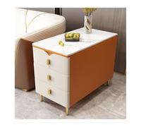 Tavolino da divano, credenza, mobiletto portaoggetti, credenza stretta per soggiorno, credenza in legno massello, credenza a secchiello con 3 cassetti, mobiletto laterale,Orange White