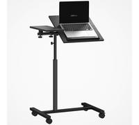 Tavolino da Divano Porta PC a Forma di C 57x40x67,5-101 cm con Piano Inclinabile in Melamina Nero