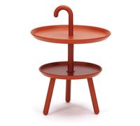 Tavolino da Giardino Ø41x55 cm 2 Ripiani in Polipropilene Arancione