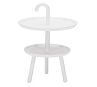 Tavolino da Giardino Ø41x55 cm 2 Ripiani in Polipropilene Bianco